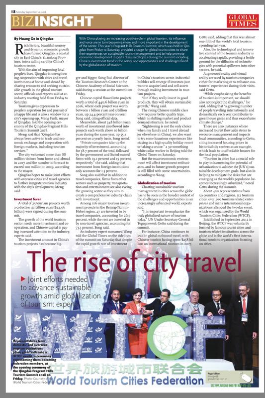Global Times (Paper Version):  The Rise of City Travel