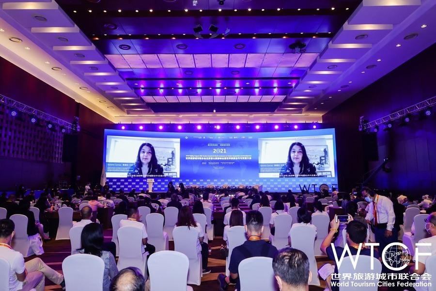 Ms. Sandra Carvao, Chief of Market Intelligence and Competitiveness, UNWTO gives a keynote speech via a video link.