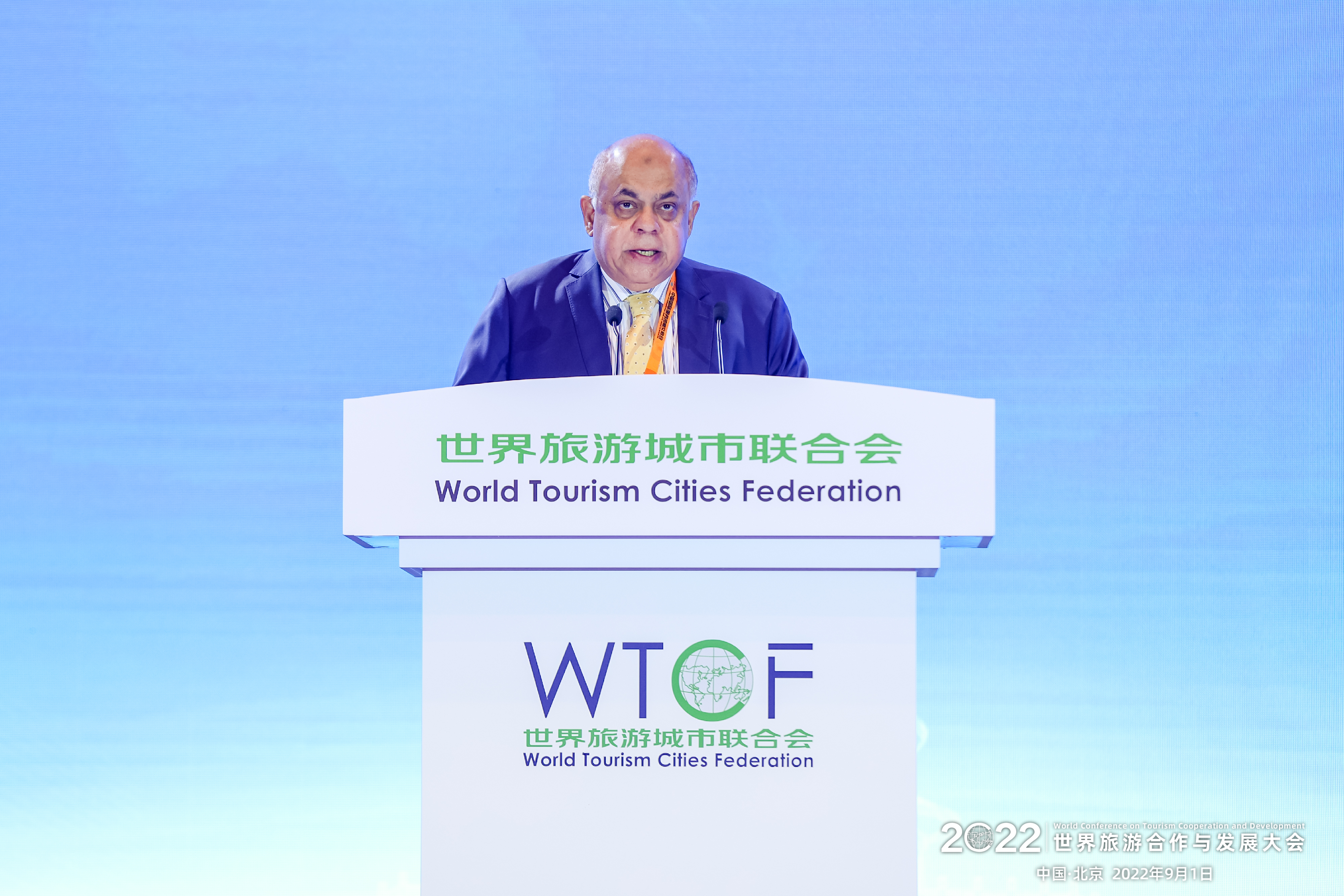 上海合作组织副秘书长索海尔·汗在2022世界旅游合作与发展大会致辞